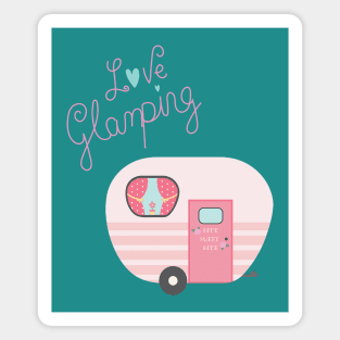 Vintage Pink Trailer Camper Glamping Magnet